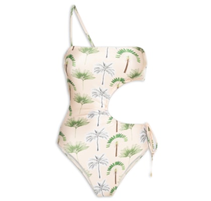 Maiô Assimétrico Estampado - Bege