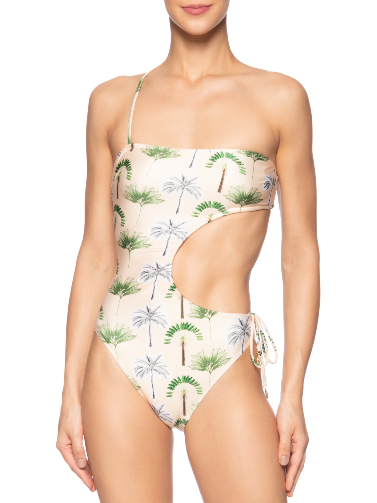 Maiô Assimétrico Estampado Bege Mktbeach