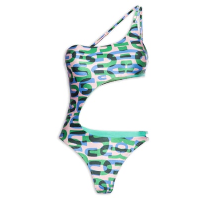 Maiô Assimétrico Estampado - Verde