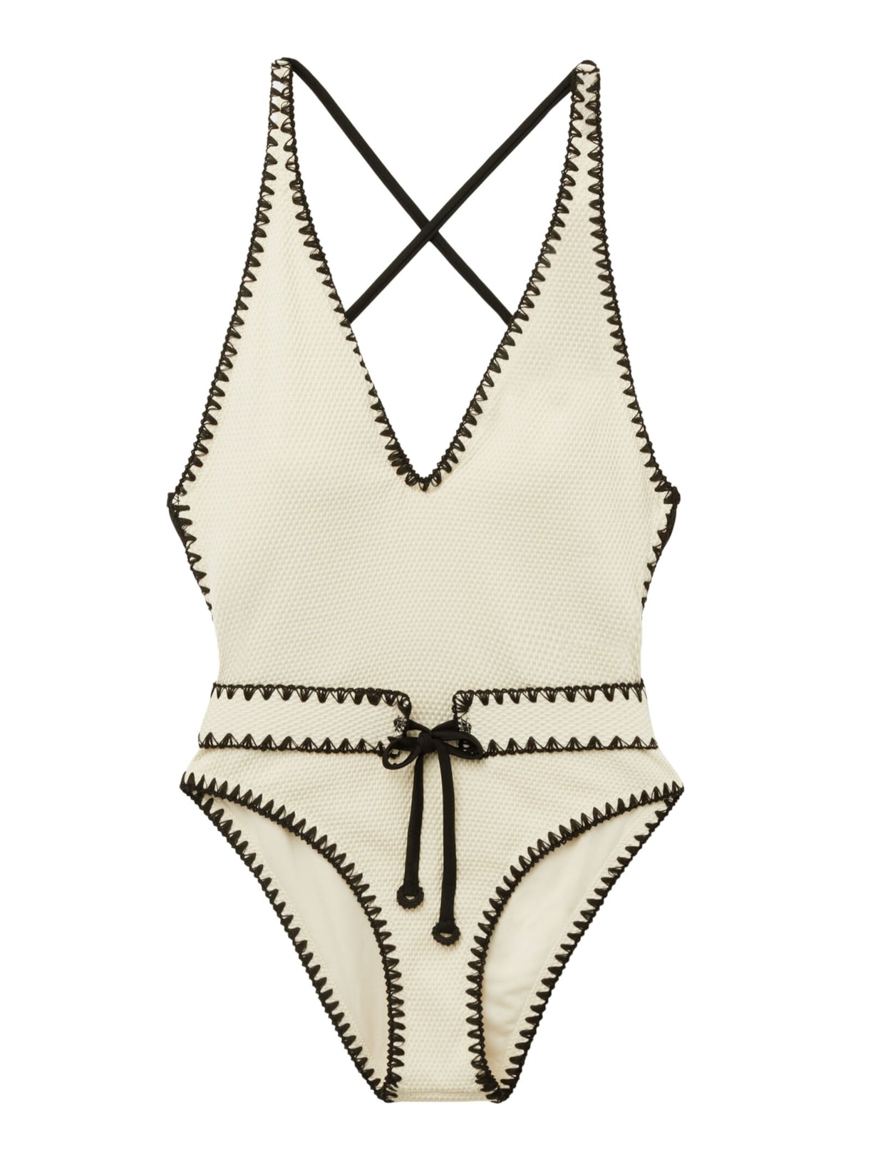 Maiô Bicolor Embroidery Off-White Calzedonia