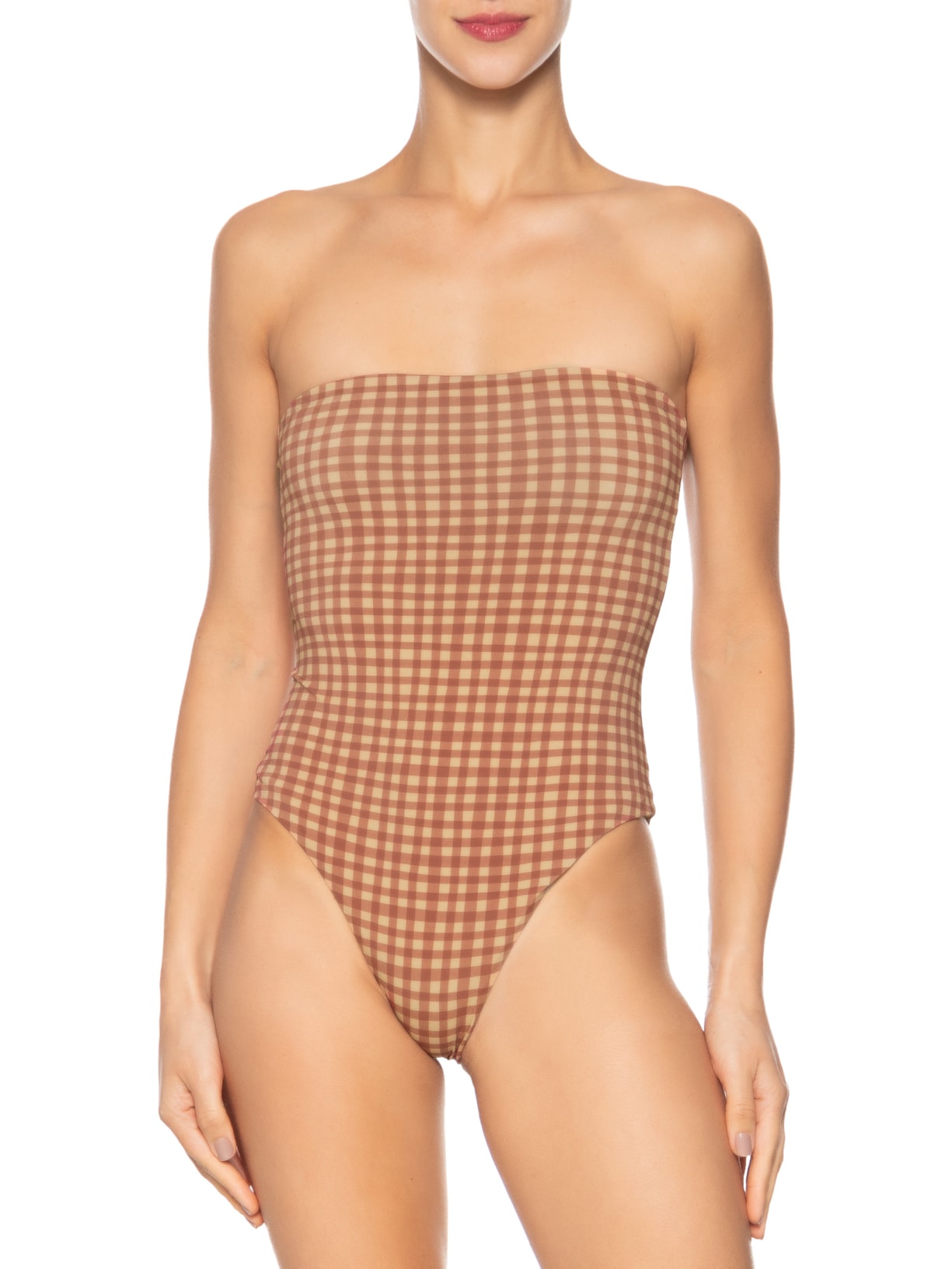 Maiô Body Estampa Vichy Marrom Dress To