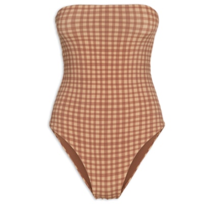 Maiô Body Estampa Vichy - Marrom