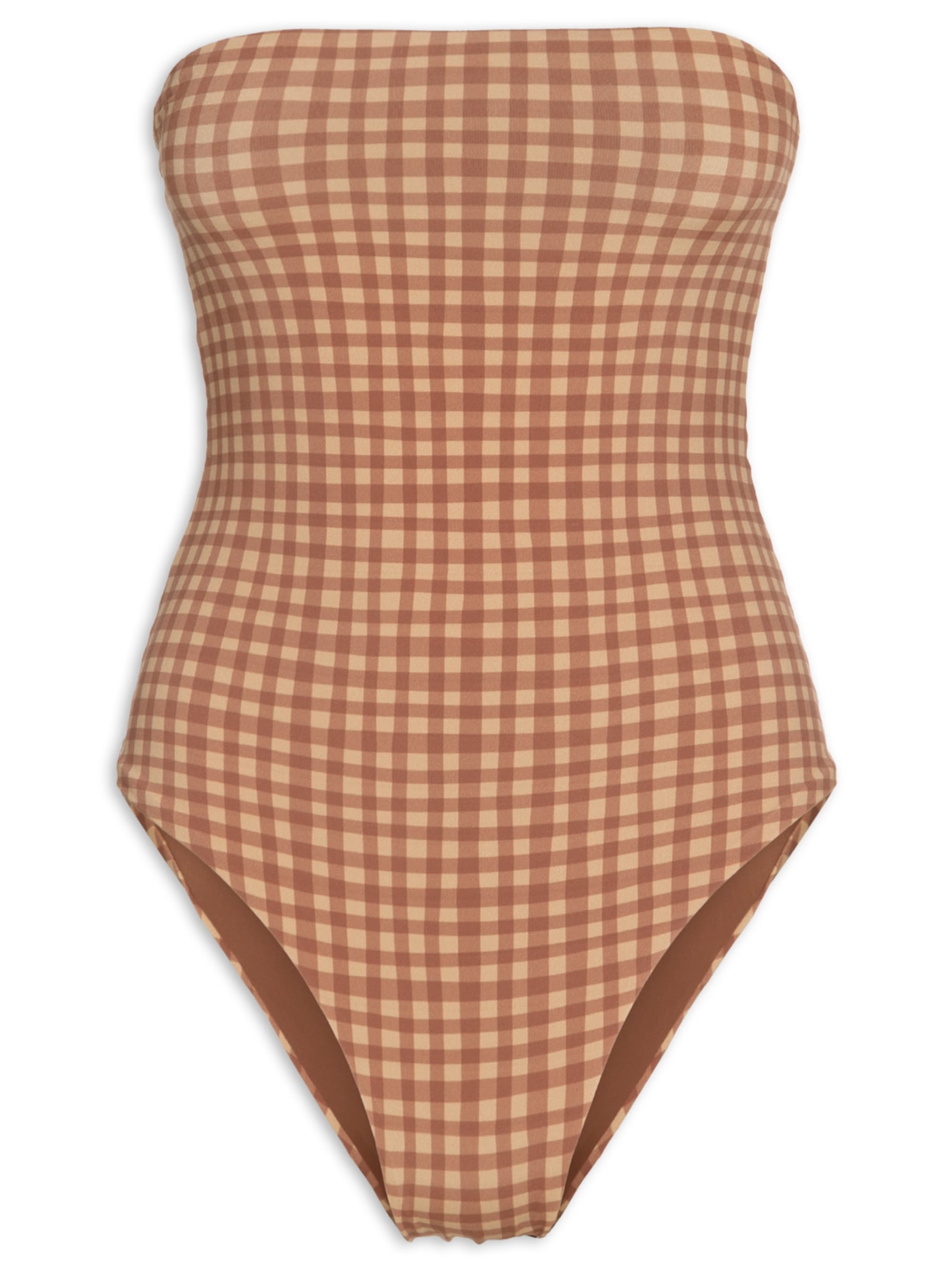 Maiô Body Estampa Vichy - Marrom