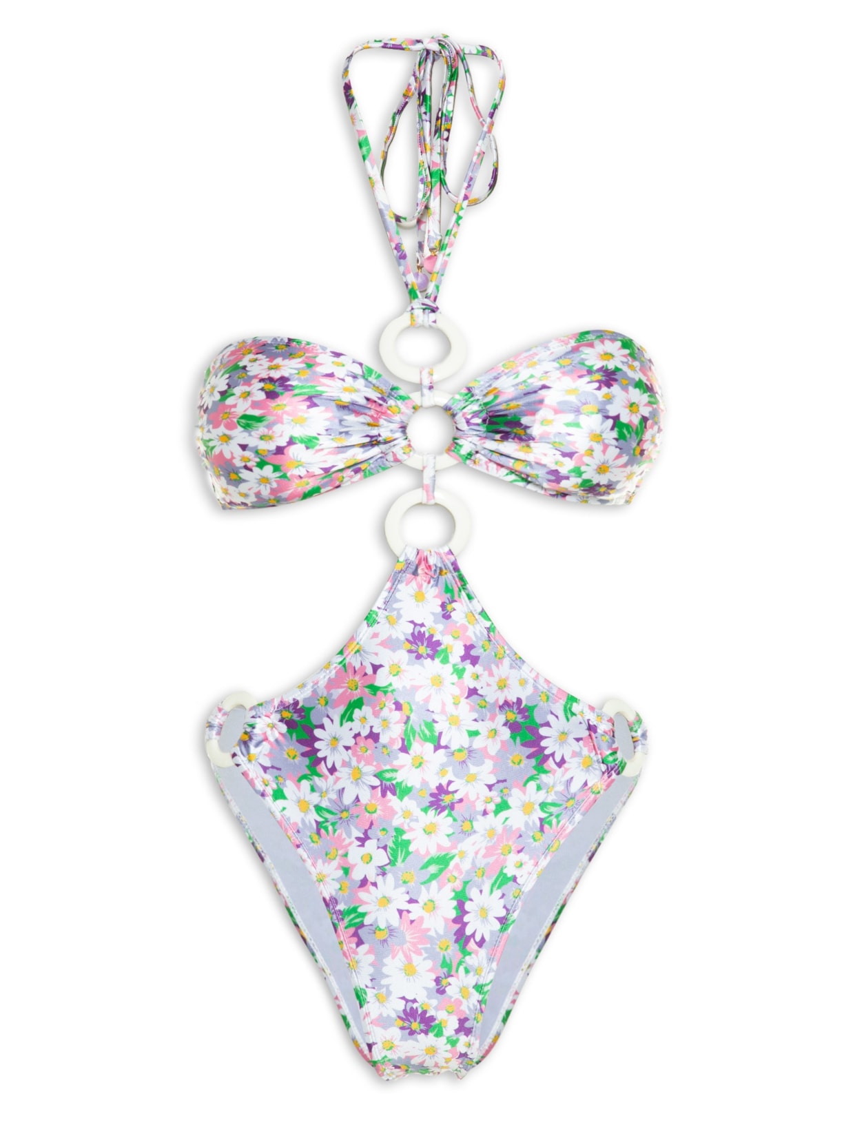 Maiô Cavado Com Estampa Floral - Lilás