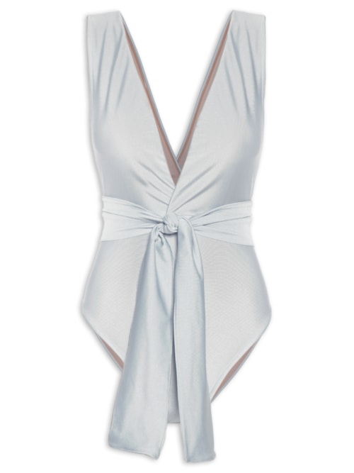 Maiô Com Decote Profundo E Amarração - Prata