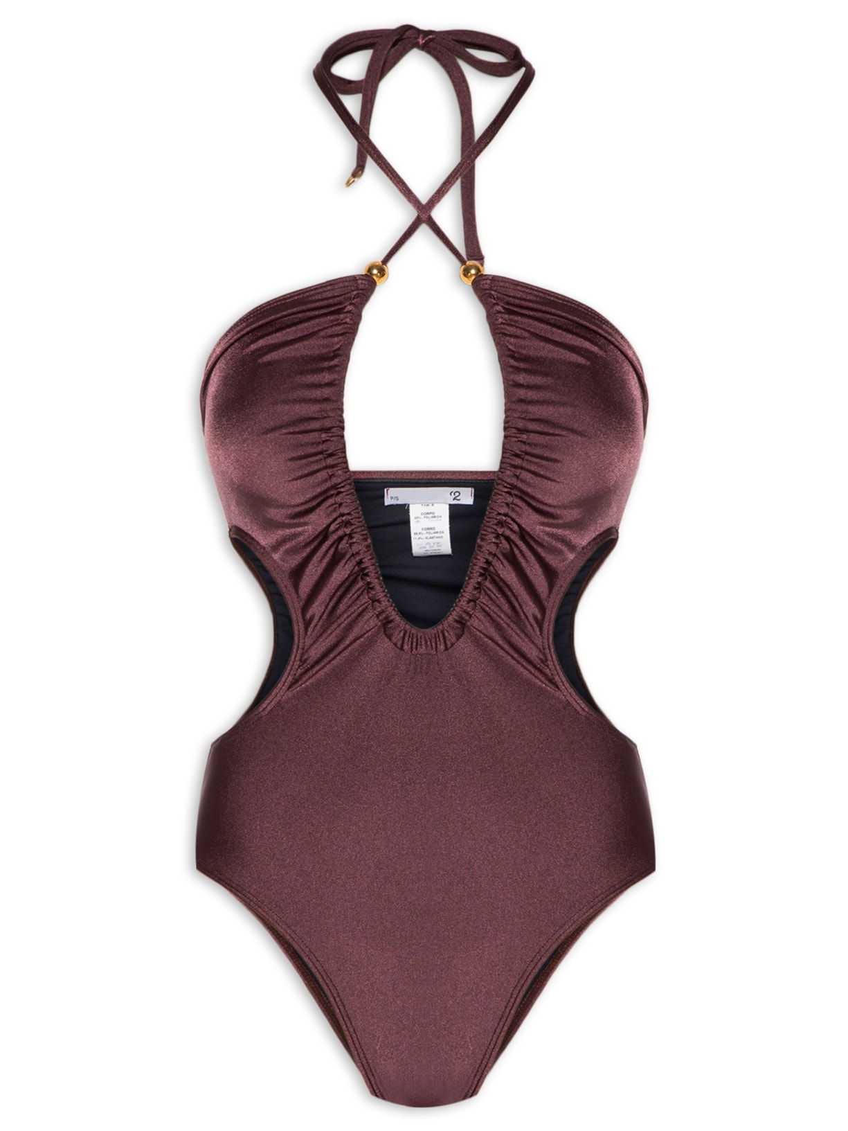 Maiô Com Decote Profundo Vinho '2Essential