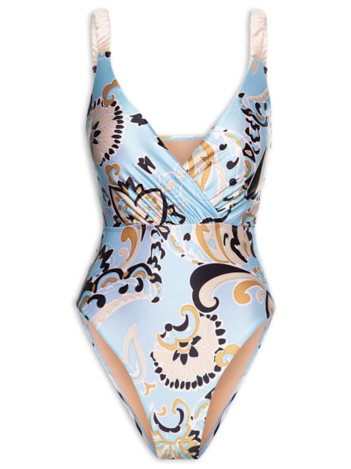 Maiô Com Decote Transpassado - Azul