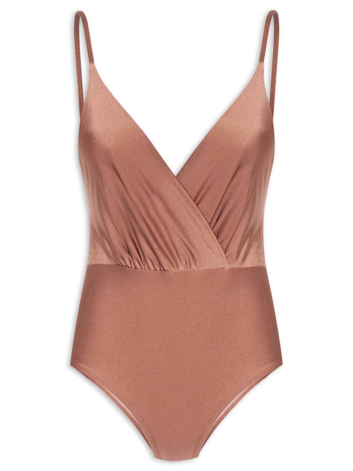 Maiô Com Decote V Transpassado - Marrom