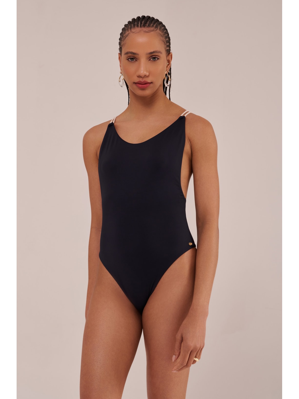 maiô com detalhe em corda cordel preto Suntime