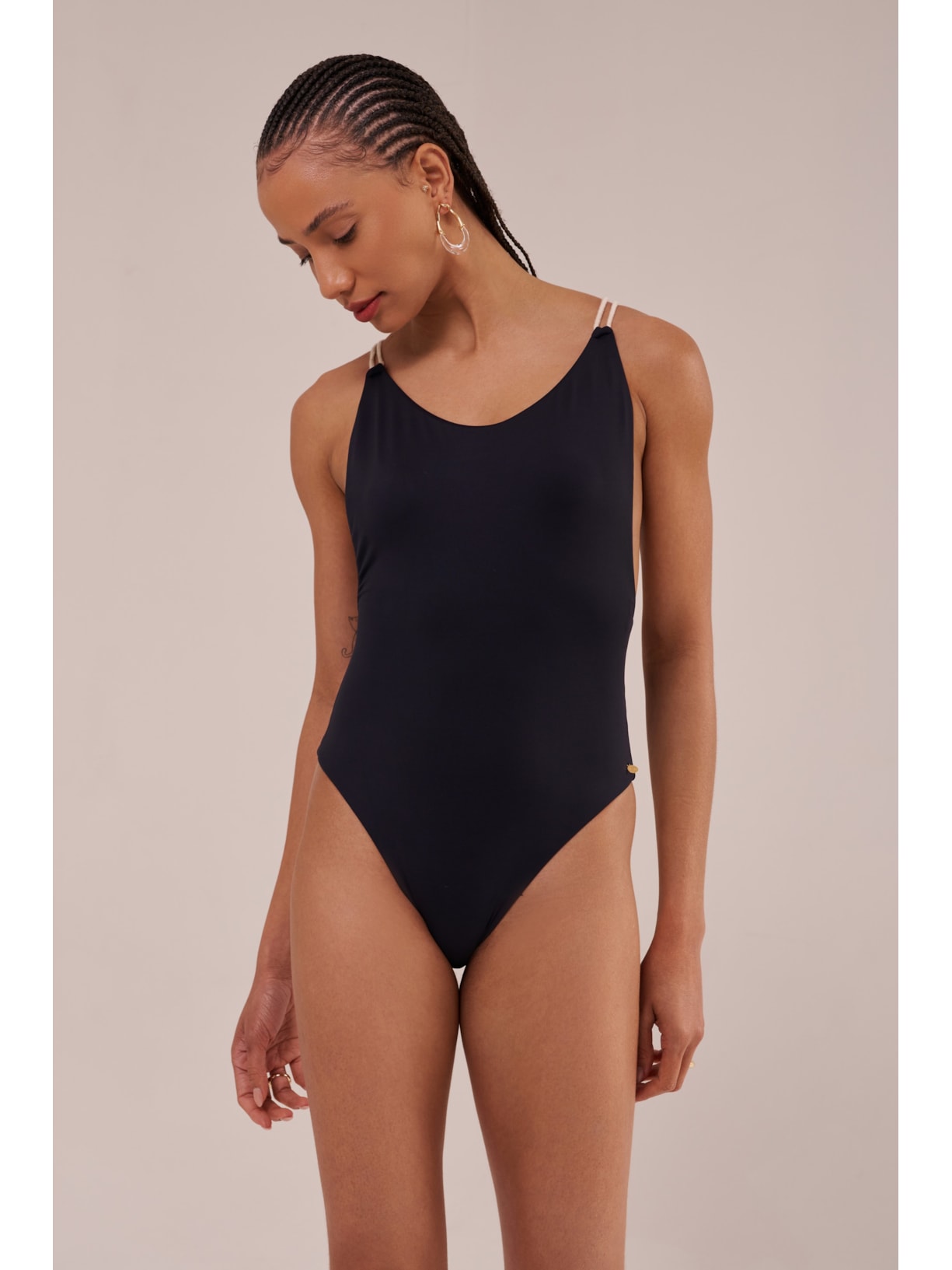 maiô com detalhe em corda cordel preto Suntime