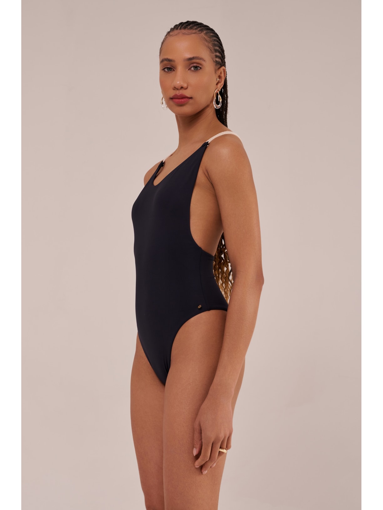 maiô com detalhe em corda cordel preto Suntime