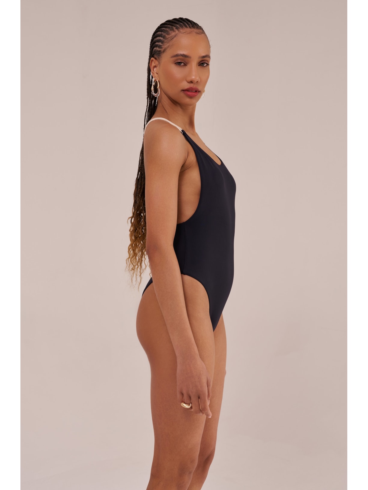 maiô com detalhe em corda cordel preto Suntime