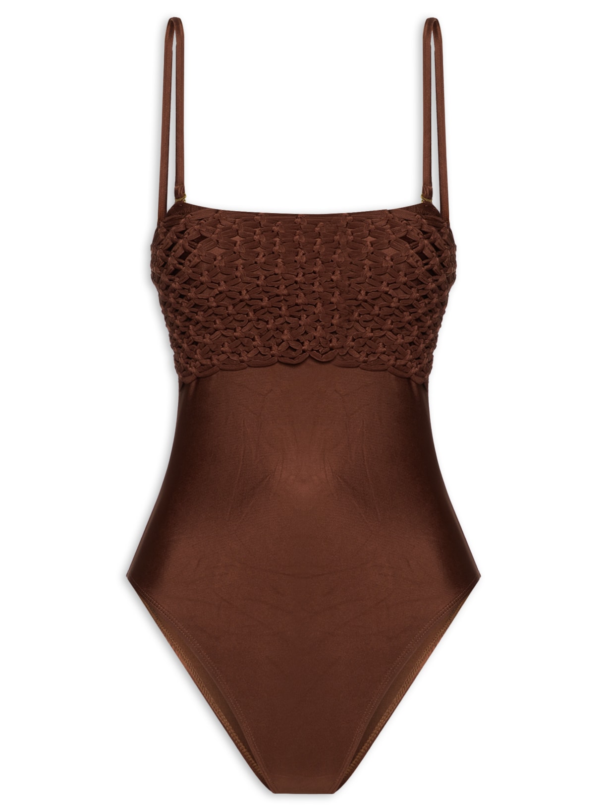 Maiô Com Detalhe Em Tressê - Marrom