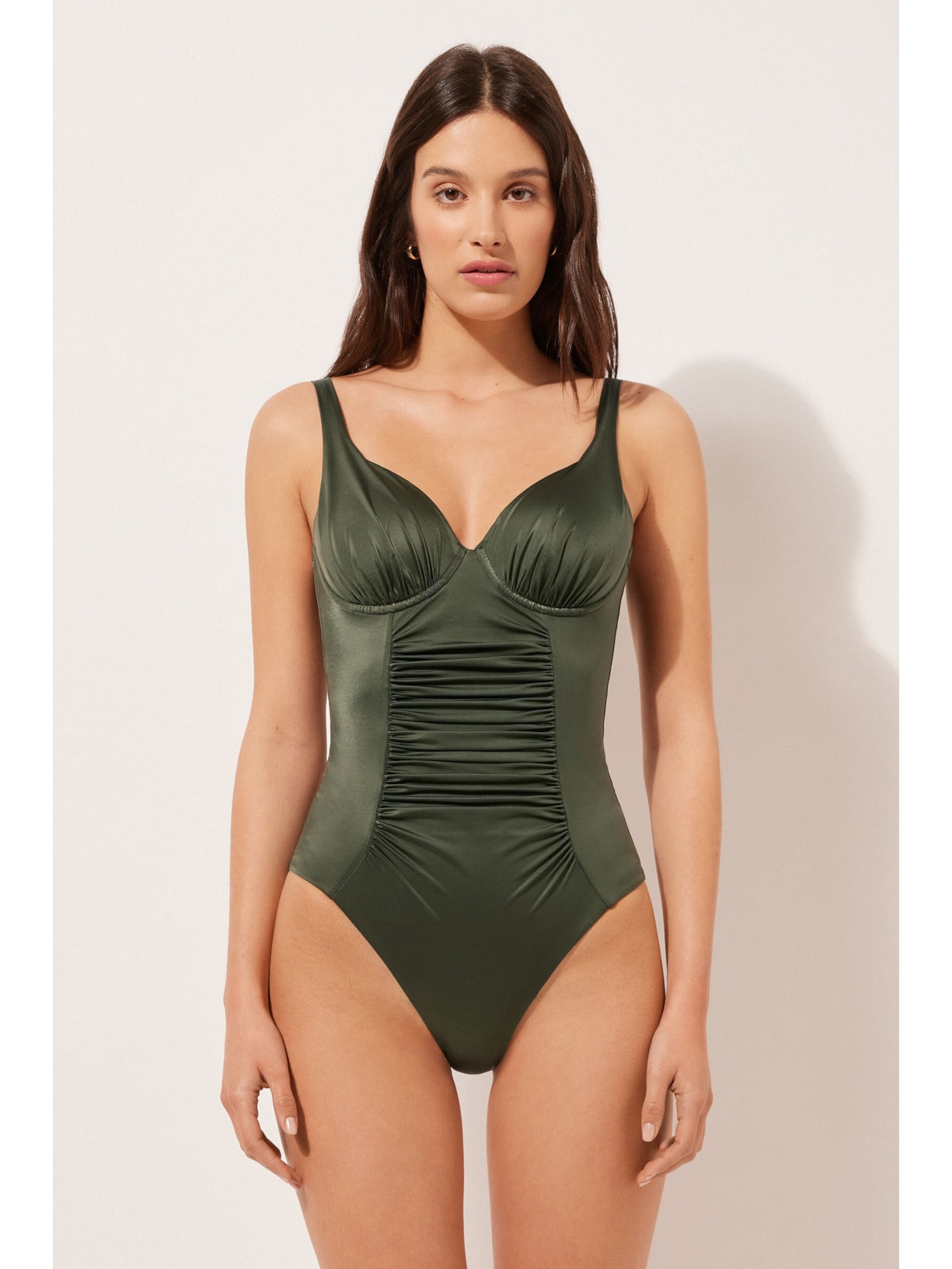 Maiô Com Efeito Modelador Shiny Satin Verde Calzedonia