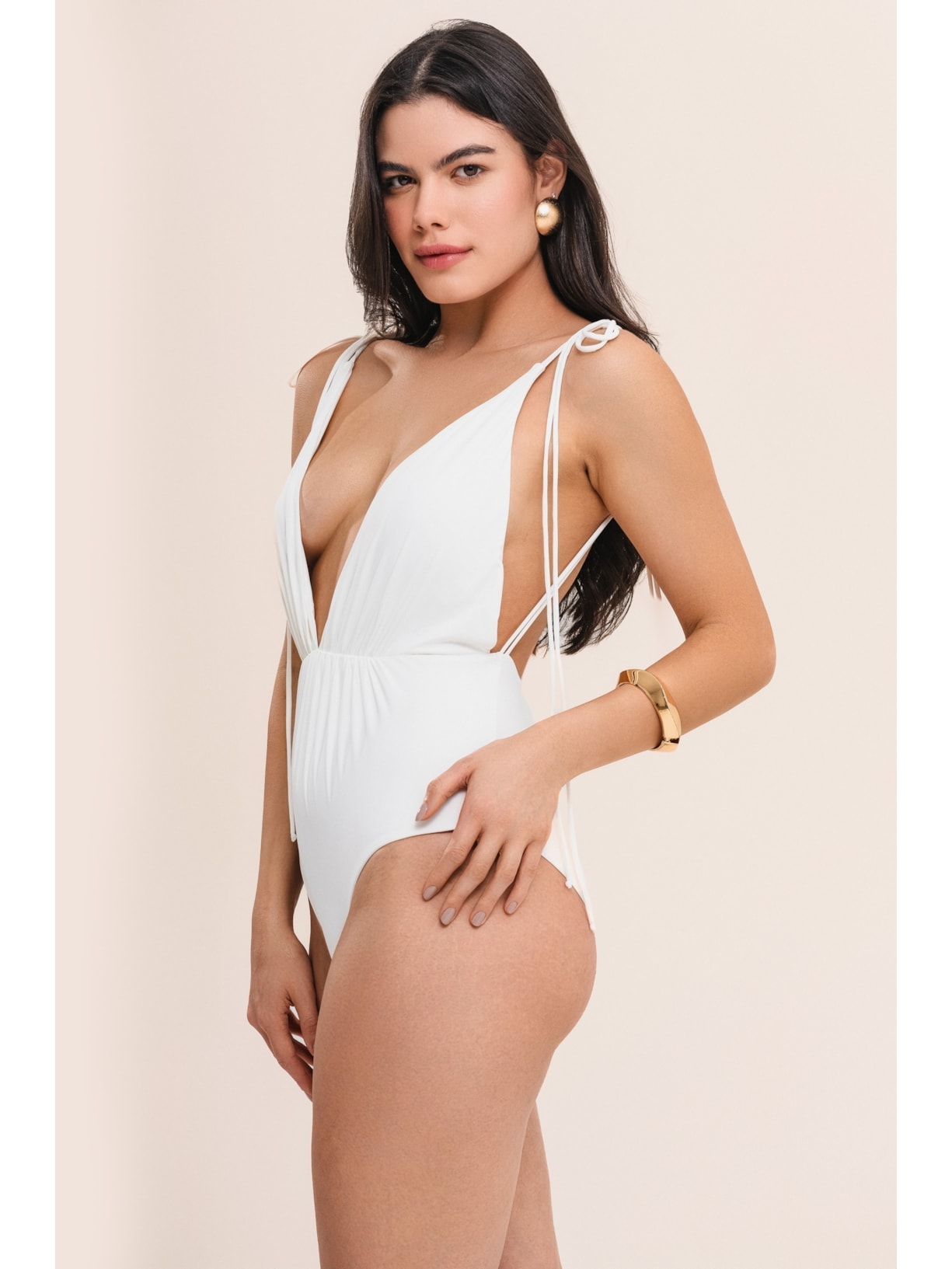 maiô com lacinhos bio artemis off white Suntime