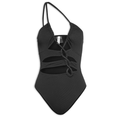 Maiô Com Recortes Assimétricos - Preto