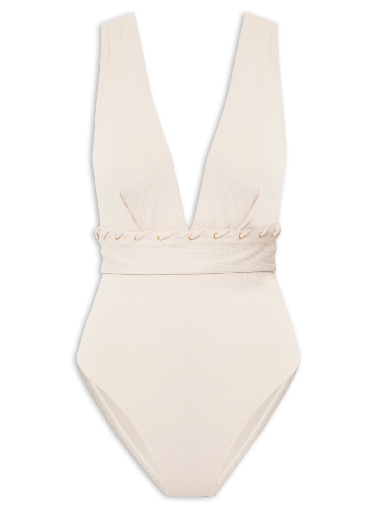 Maiô com Textura Alça Reta Liso Off White Cia Marítima