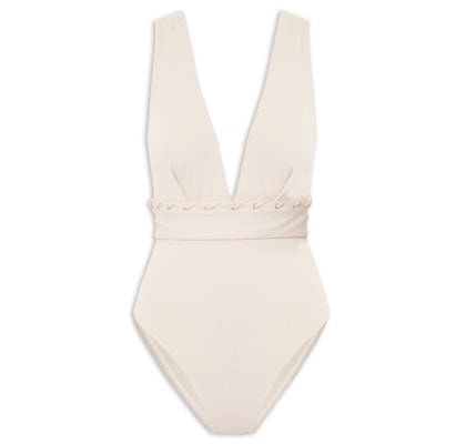 Maiô com Textura Alça Reta Liso - Off White