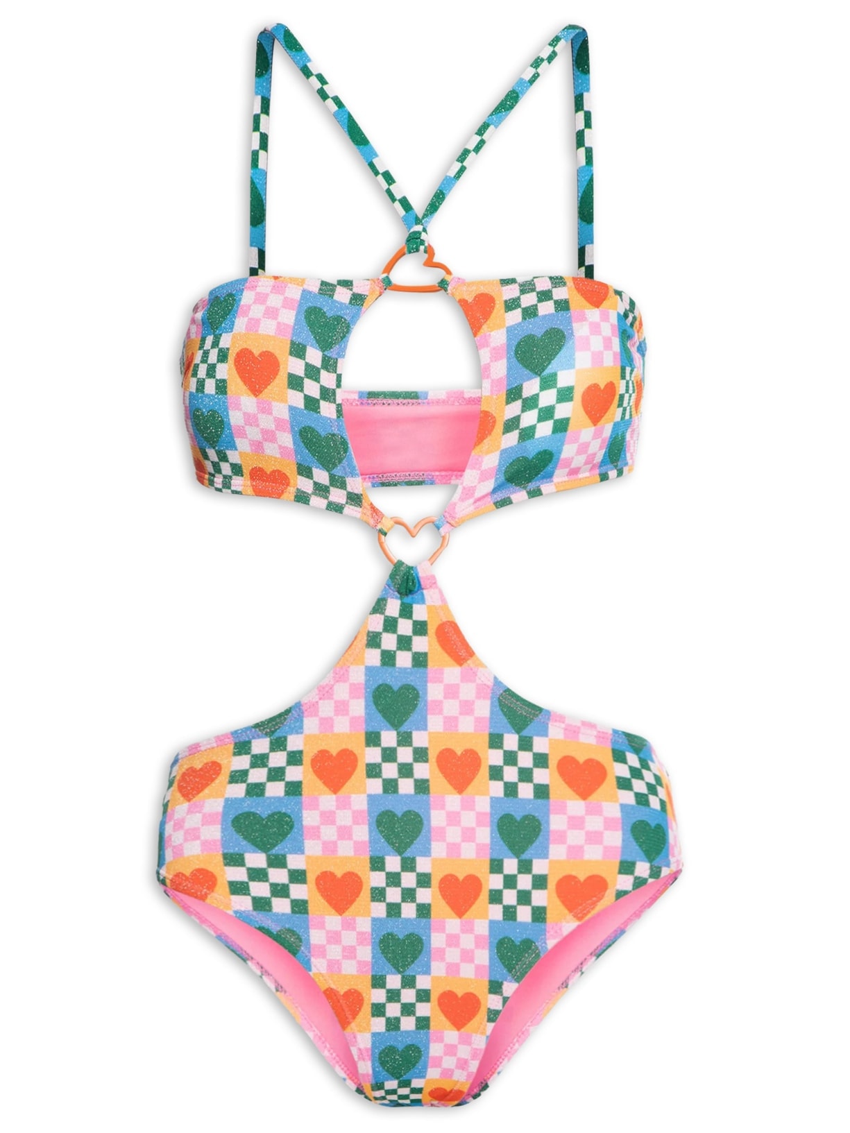 Maiô Coração Com Recortes Rosa  Mktbeach