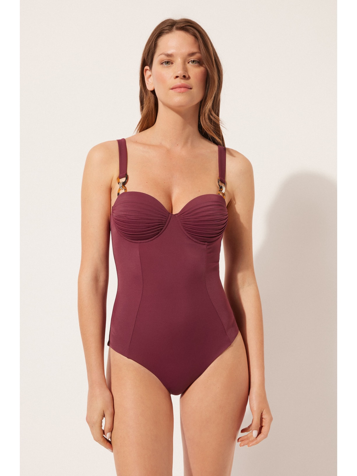 Maiô Corset Look Bordô Calzedonia