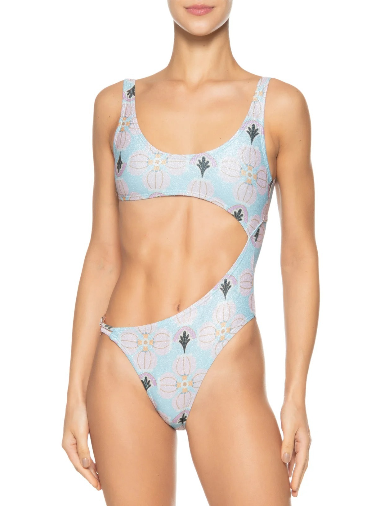 Maiô Cut Out Estampado Azul Mktbeach
