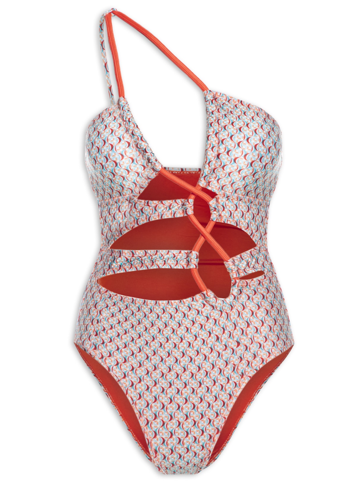 Maiô Cut Out Estampado - Azul