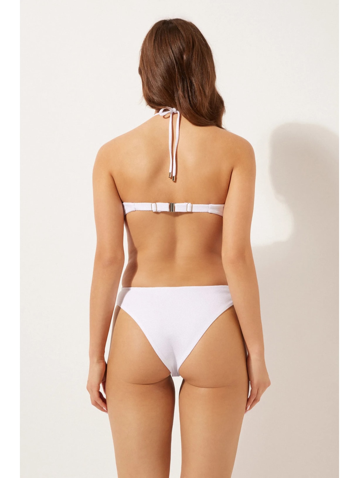 Maiô Cut Out Piquet Branco Calzedonia