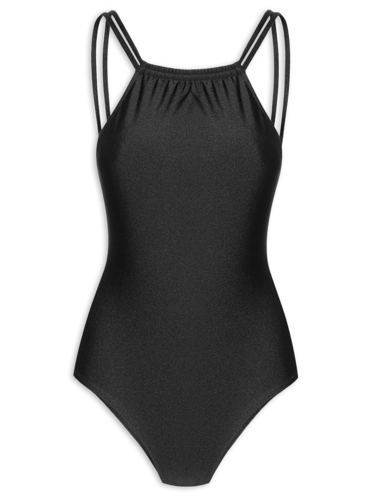 Maiô Decote Alto Com Alças Finas - Preto