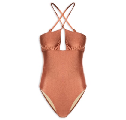 Maiô Decote Halter - Marrom