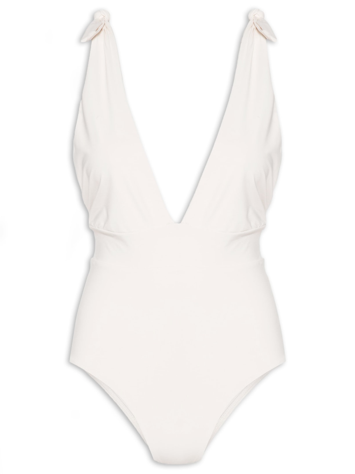 Maiô Decote Profundo Com Amarração - Off White