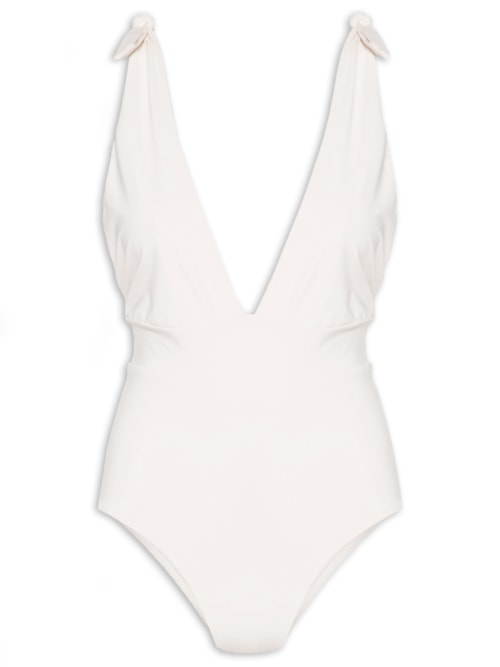 Maiô Decote Profundo Com Amarração - Off White