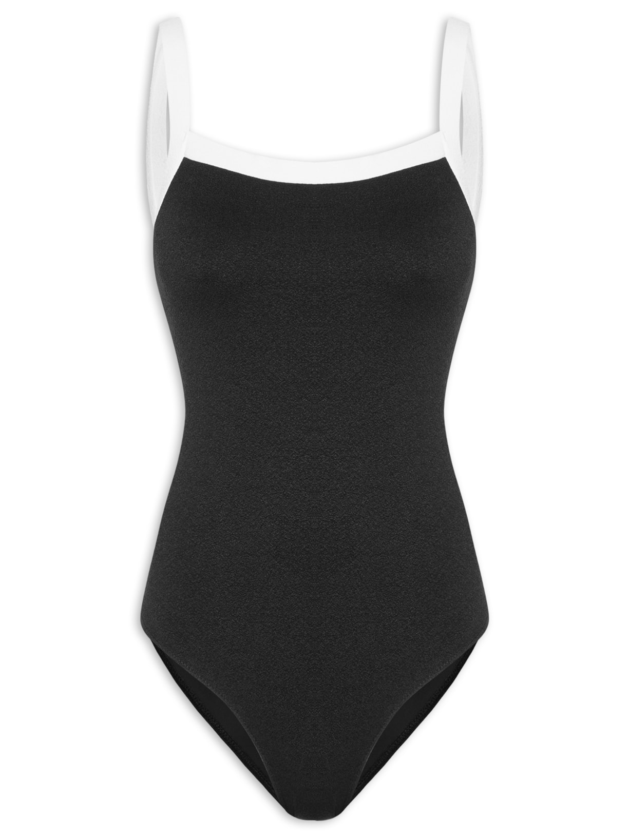 Maiô Decote Reto Crisp Bicolor - Preto