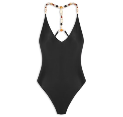 Maiô Decote V Alça Pedras - Preto