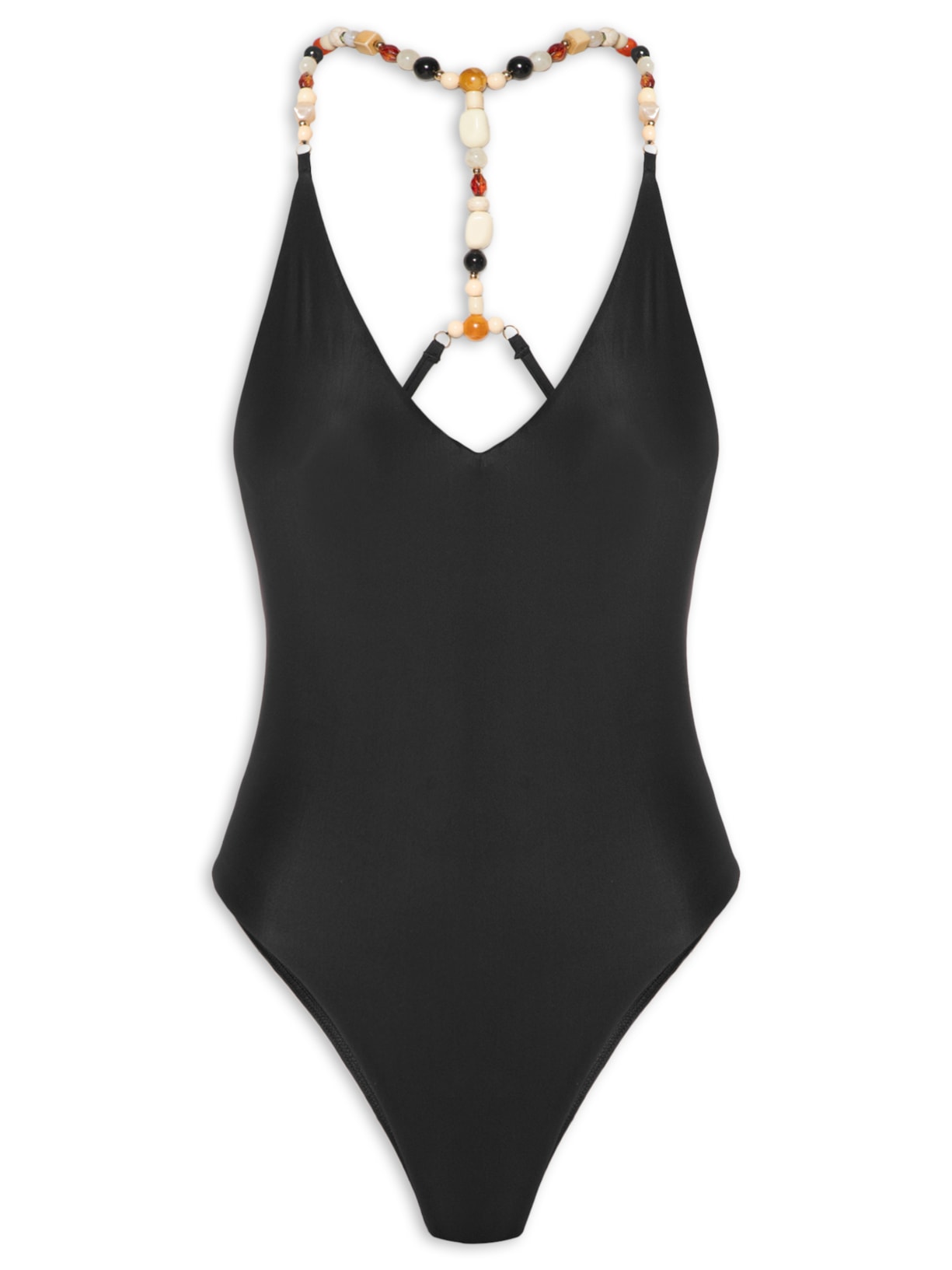 Maiô Decote V Alça Pedras - Preto