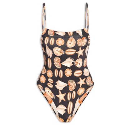 Maiô Double Conchas - Preto