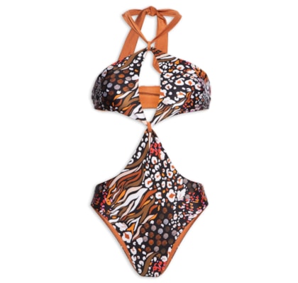 Maiô Dupla Face Com Recortes - Marrom