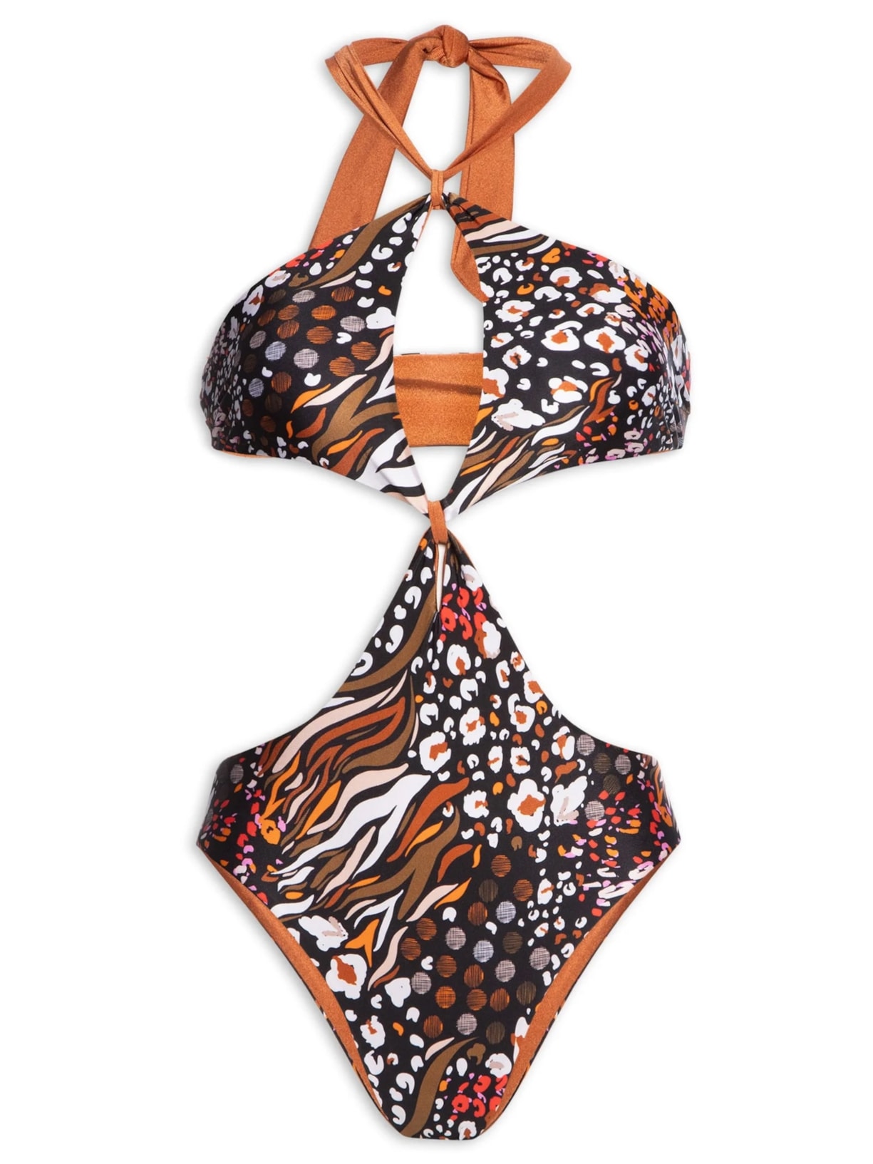 Maiô Dupla Face Com Recortes - Marrom