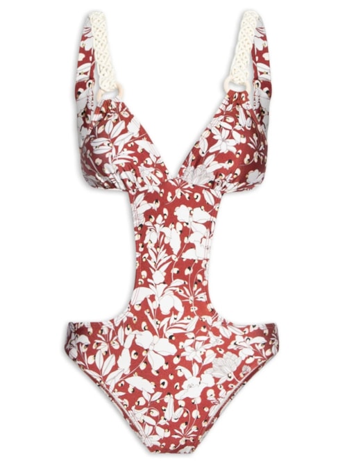 Maiô Engana Mamãe Floral - Vermelho