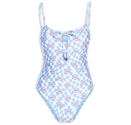 Maiô Estampado com Amarração - Azul