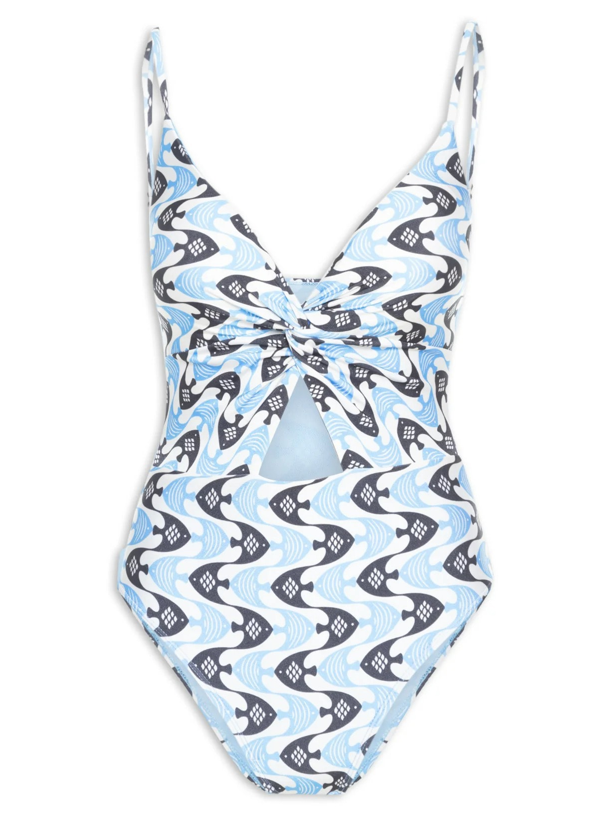 Maiô Estampado Com Recorte Frontal Azul Mktbeach