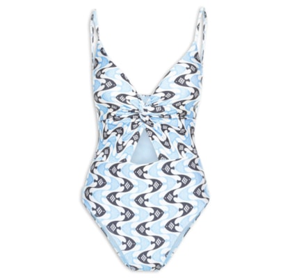 Maiô Estampado Com Recorte Frontal - Azul