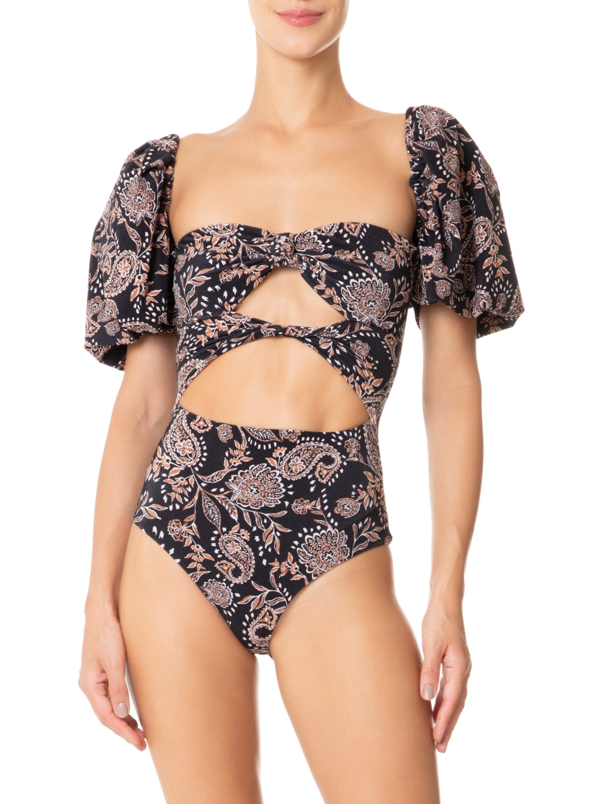 Maiô Estampado Paisley Ferndanda Preto Shop2gether + August Swim