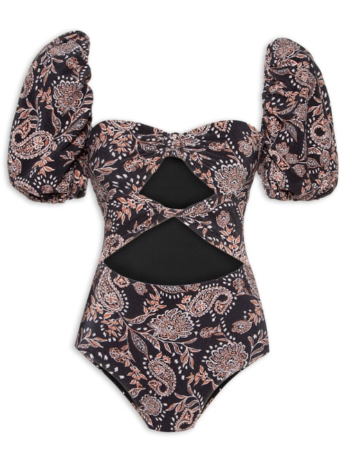 Maiô Estampado Paisley Ferndanda - Preto