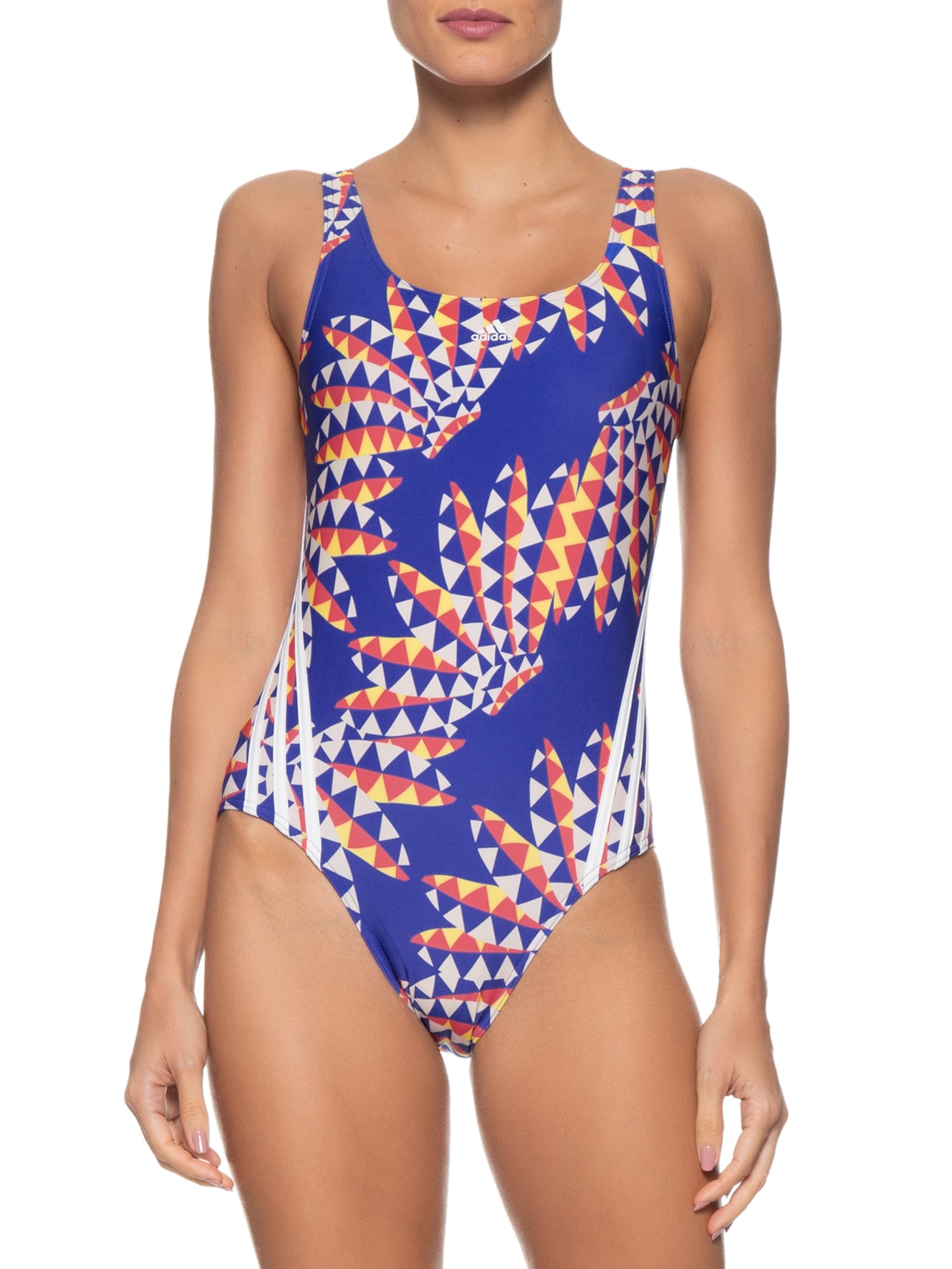 Maiô Estampado Stripes Azul Adidas + Farm