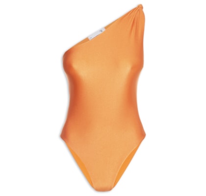 Maiô Feminino Ombro Único Com Nó - Marrom