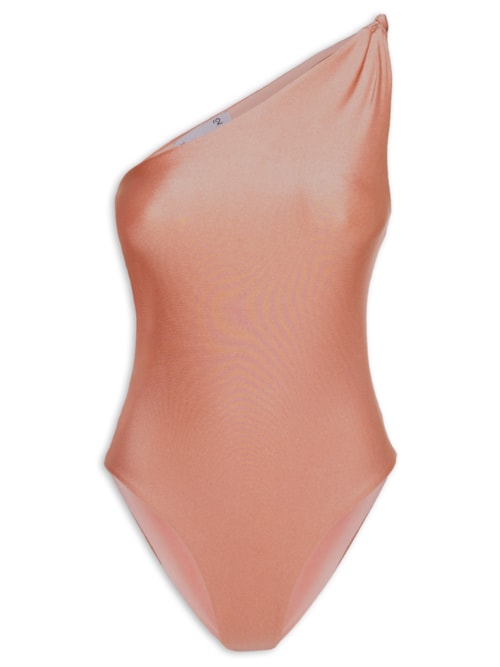 Maiô Feminino Ombro Único Com Nó - Marrom