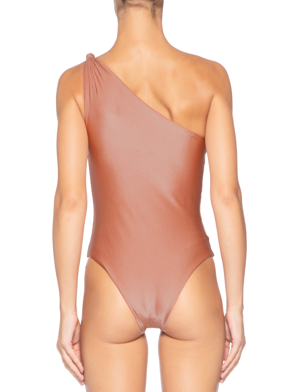 Maiô Feminino Ombro Único Com Nó Marrom '2Essential