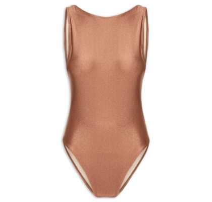 Maiô Feminino Regata Com Decote Costas - Marrom