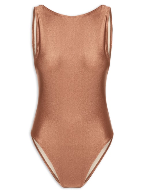 Maiô Feminino Regata Com Decote Costas - Marrom