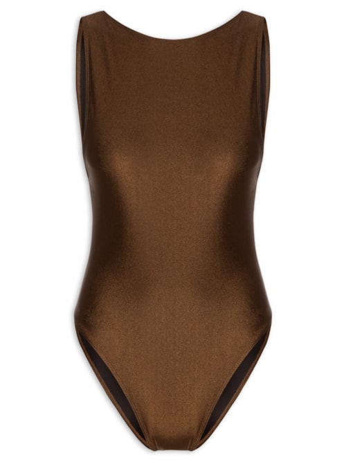 Maiô Feminino Regata Com Decote Costas - Marrom